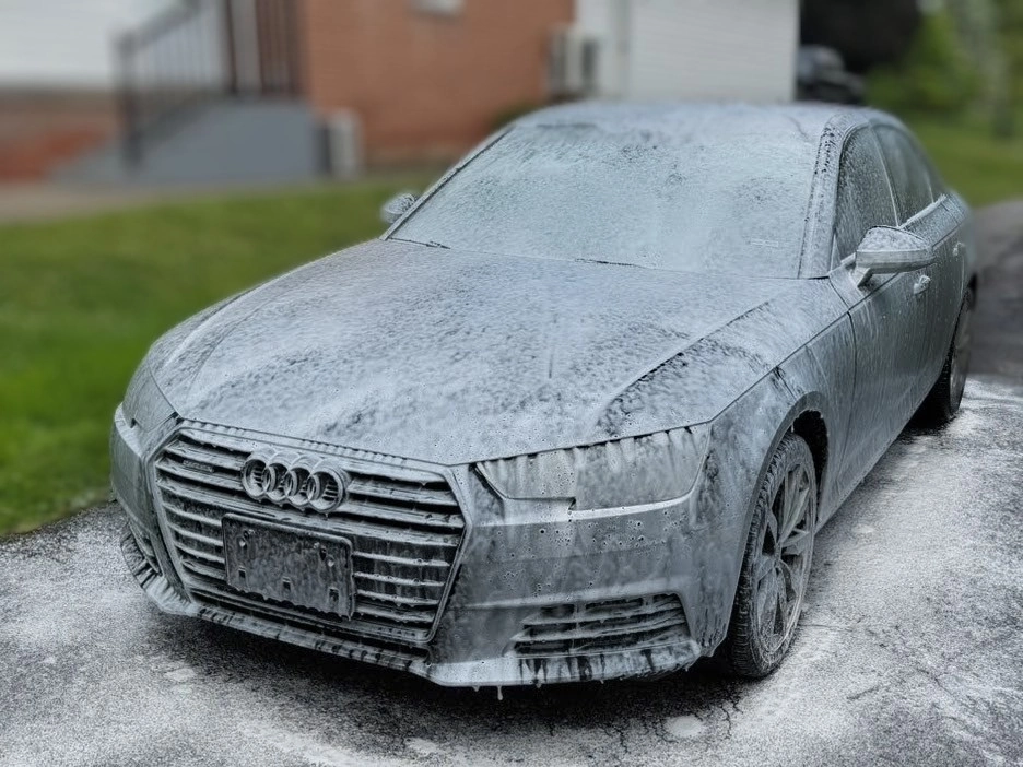 Polishing machine paint correction on car body panel